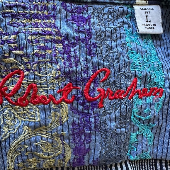 $228 ROBERT GRAHAM L PINAL PEAK LONG SLEEVE CLASSIC FIT SPORT SHIRT NAVY, PREPPY - Picture 13 of 15